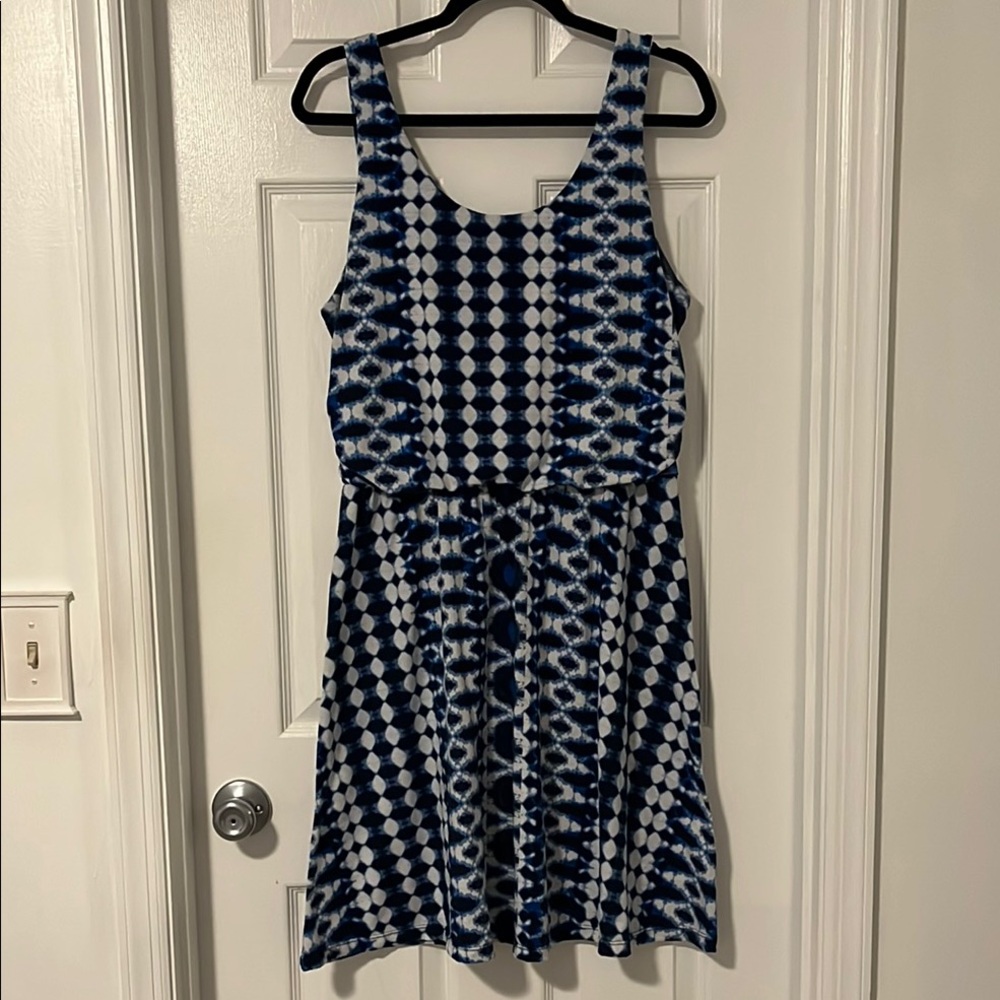 Blue and White Patterned Dress